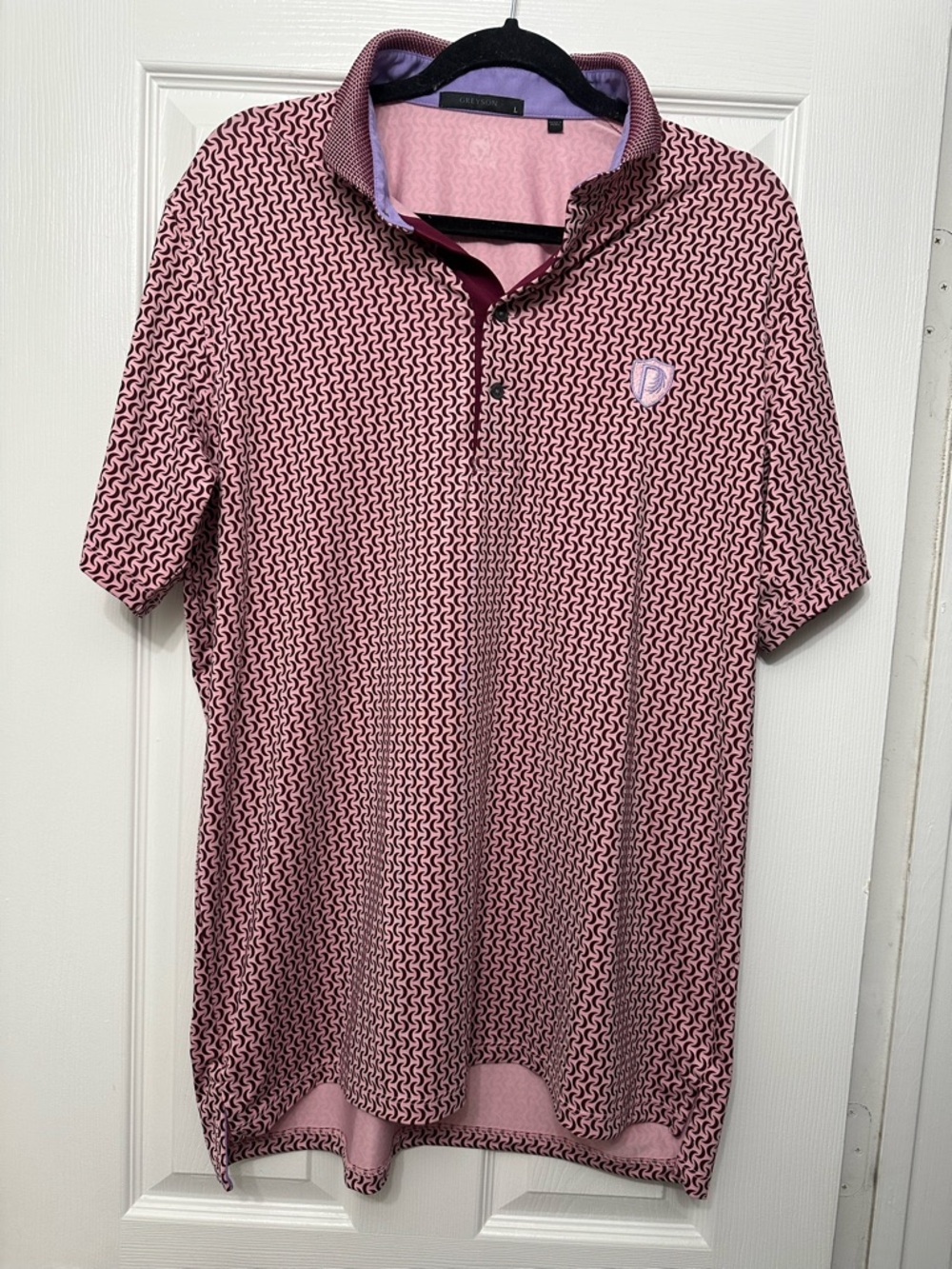 Greyson Golf Polo Shirt Mens L pink quartz